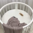 Husa saltea rotunda patut bebe copii cu elastic, 70 x 70 cm, alb (2)